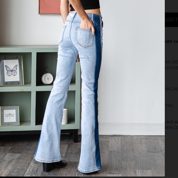 OLI & HALI “ Big Sky “ OLI and HALI Washed Two Tone Flare Jeans Pants BR62 - Picture 5 of 8